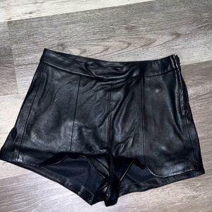 Black leather shorts for women
